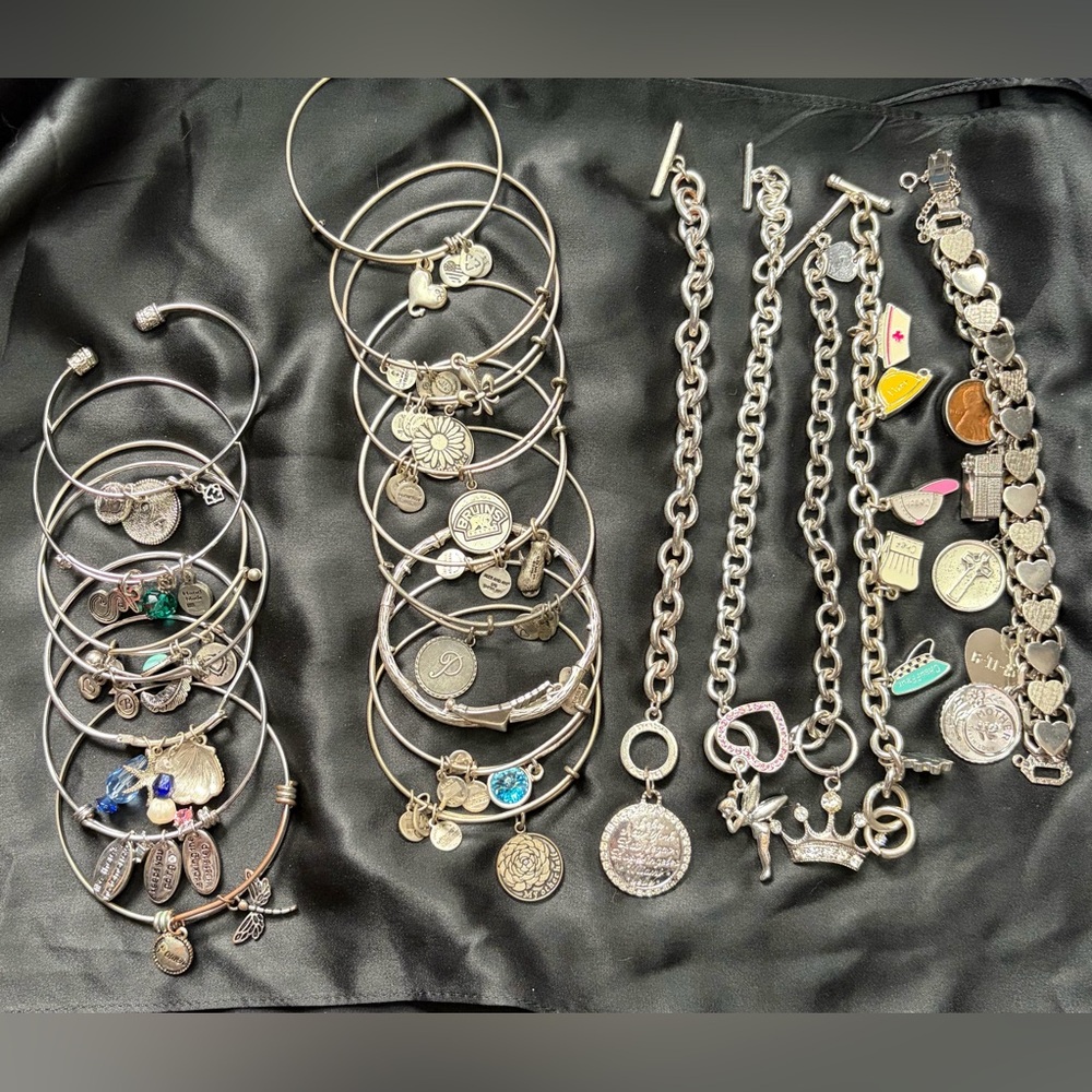 Charm bracelet lot- Alex and Ani and others 21 bracelets
